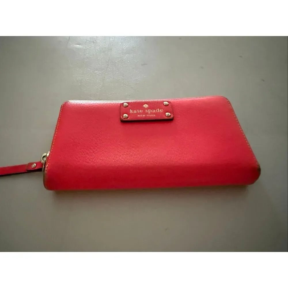 Kate Spade New York Pink Leather Zip Around Continental Wallet
